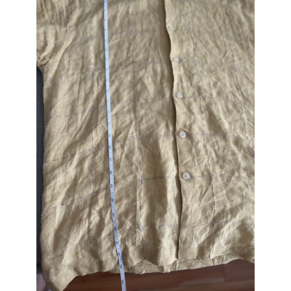 Pronto Uomo Yellow Linen Summer Tropical Hawaiian Shirt Xl Beach Vacation - Picture 9 of 9